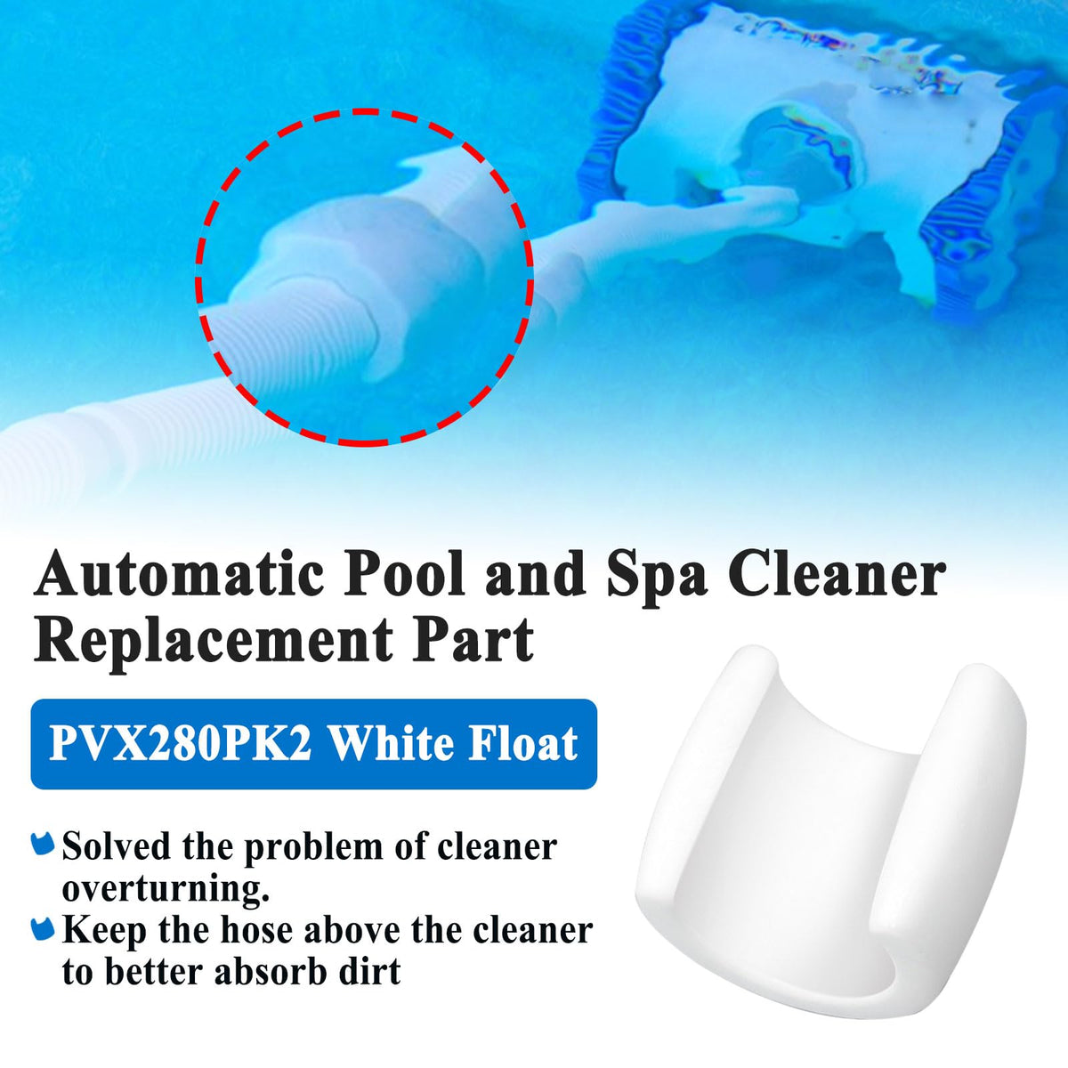 Ebrmeiwo float installed on pool cleaner hose for better flotation