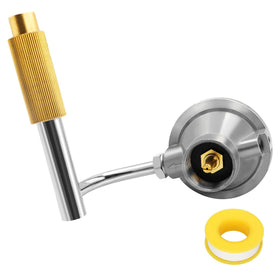 Ebusin grill regulator attached to Coleman Roadtrip for steady flame