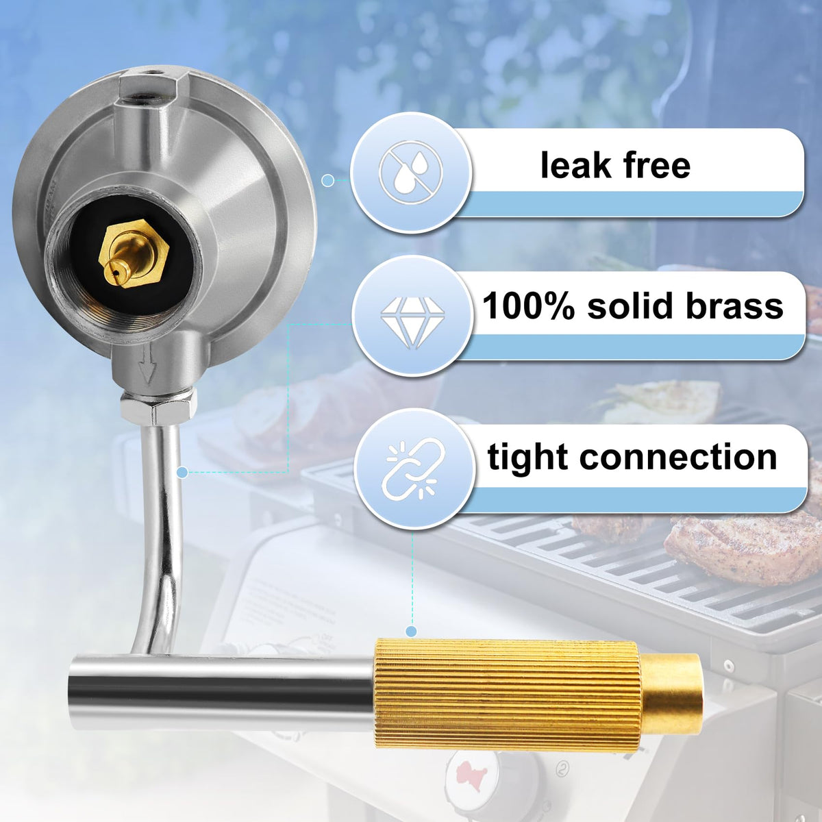Stainless steel tubing and leak-proof connections on Ebusin regulator