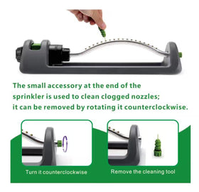 EC.TEAK sprinkler includes nozzle cleaner and sieve to prevent clogs.