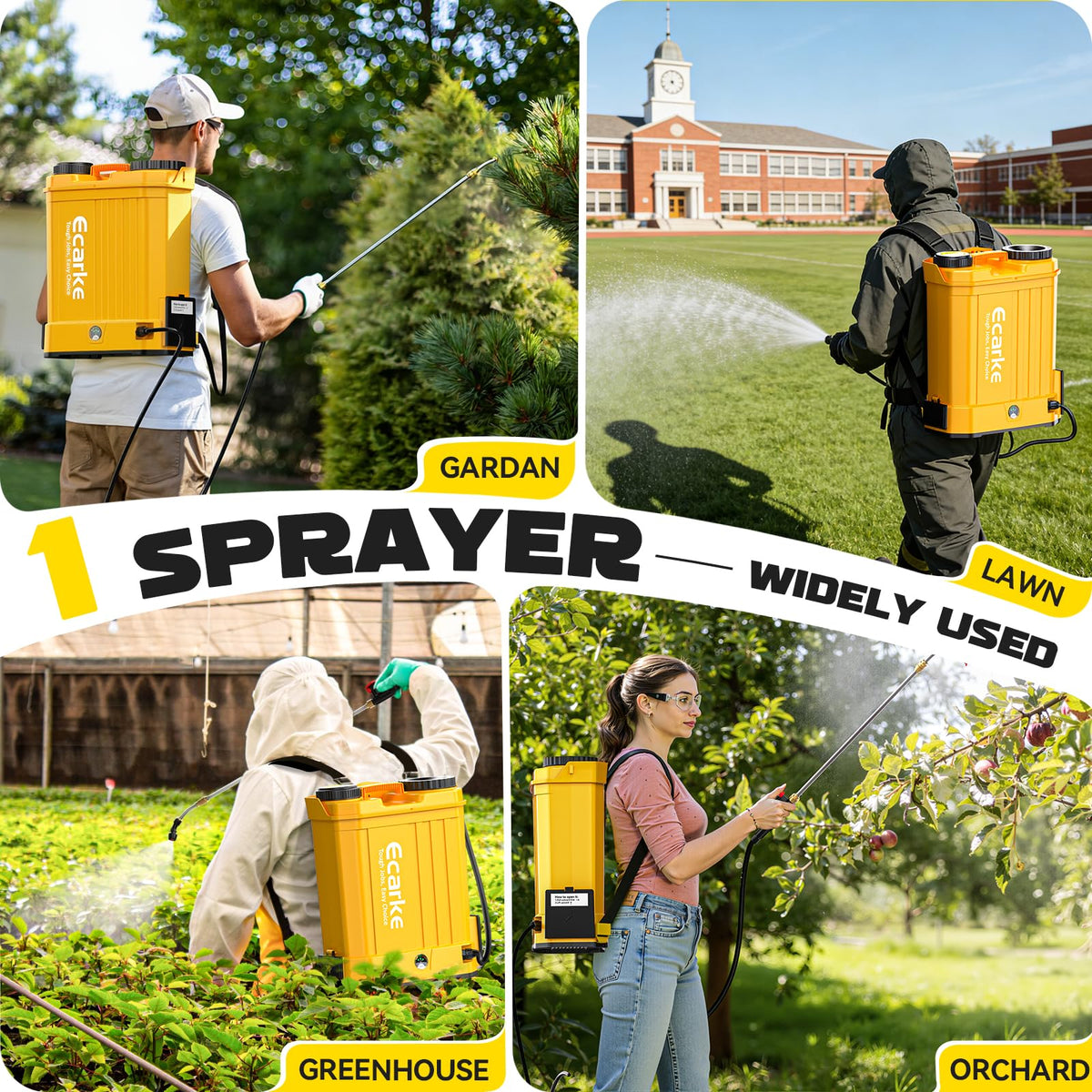 Ecarke ergonomic straps enable comfortable all-day spraying sessions.