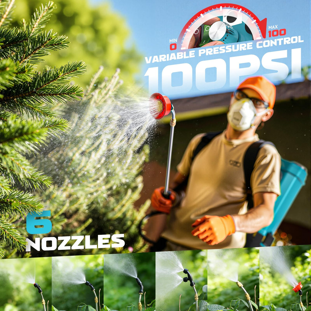 Ecarke sprayer built in nozzle storage keeps accessories organized.