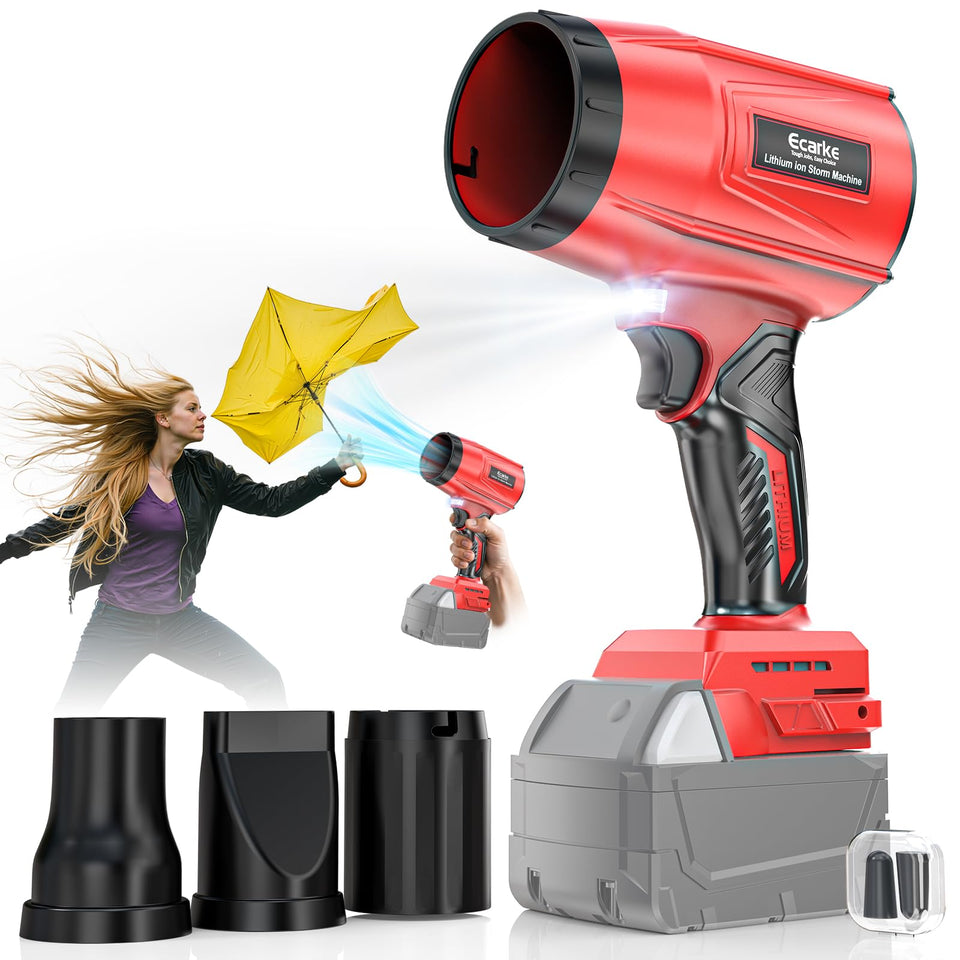 Ecarke leaf blower demonstrating 800,000 rpm power for rapid outdoor cleanup