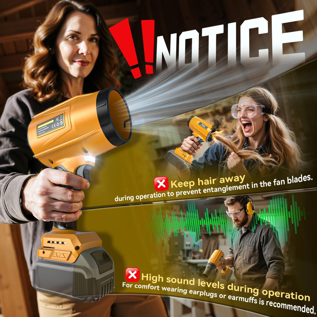 Ecarke compact-sized leaf blower stored on a garage shelf