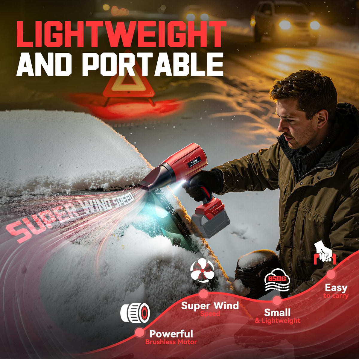 Ecarke outdoor cleaning tackles leaves, snow, and damp surfaces effectively