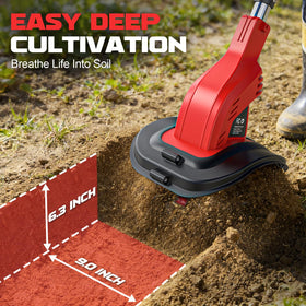 Ecarke rototiller equipped with 48 steel tines for tough soil prep