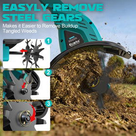 Ecarke six point three inch tilling depth breaks tough soil