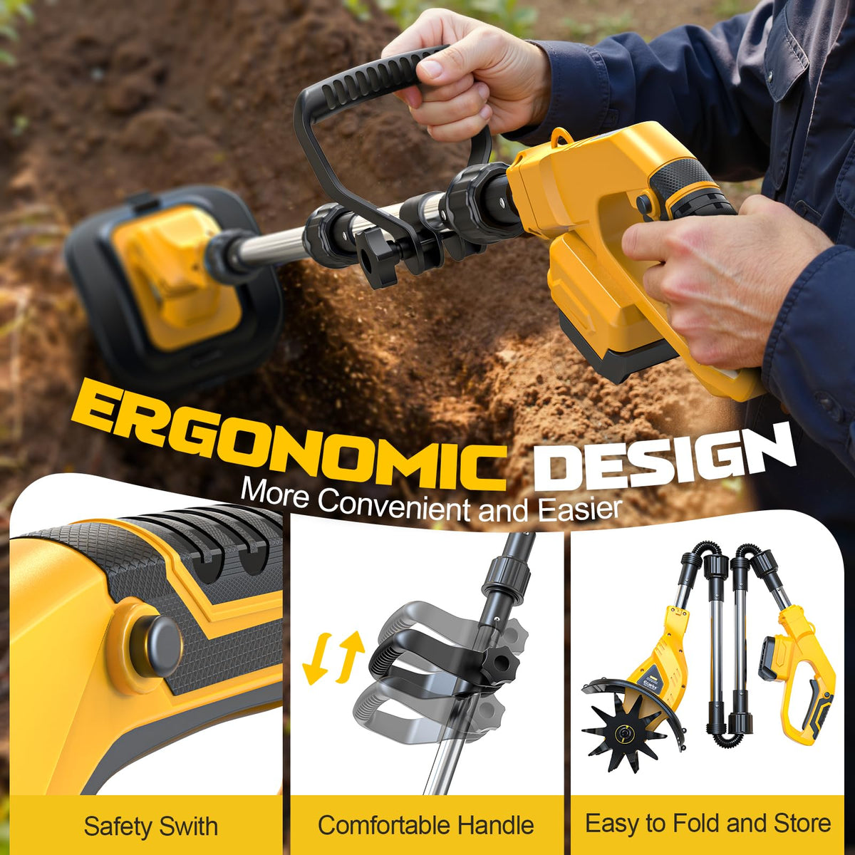 Ecarke detachable tine head for quick cleaning and maintenance