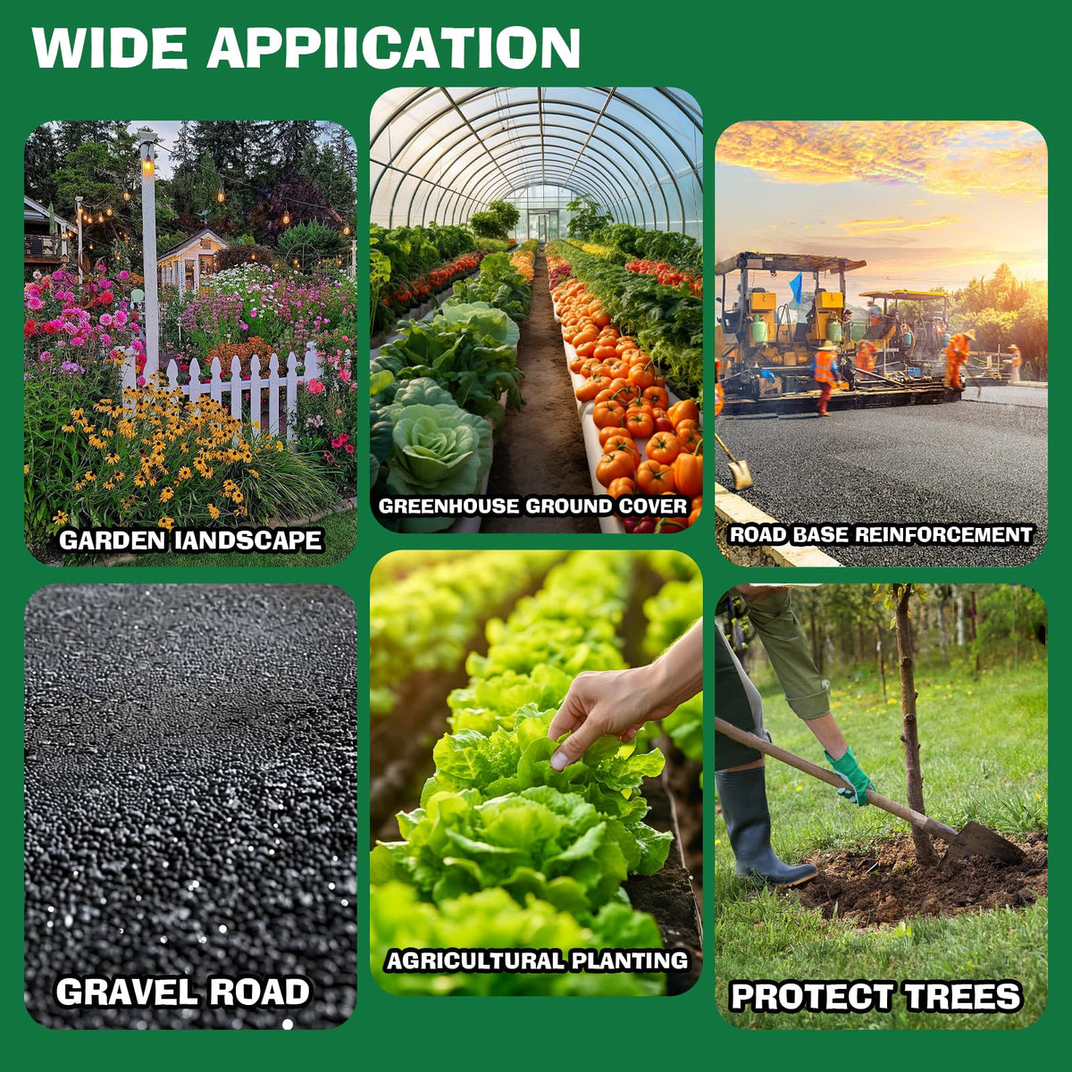 ECcandiedhaws heavy-duty PP weed barrier material withstands sun while allowing water seepage.