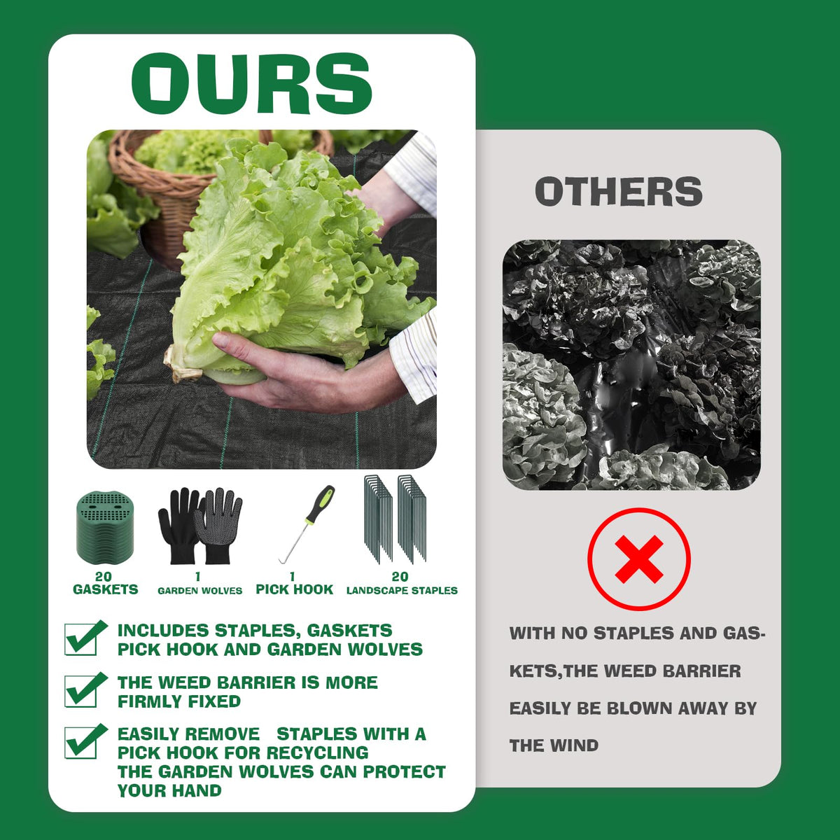 ECcandiedhaws pick hook facilitates easy removal and recycling of staples.