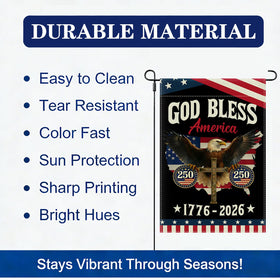 ECCYMY God Bless 250 Years flag 12x18 fits standard stands for easy setup