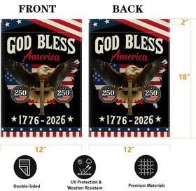 ECCYMY God Bless 250 Years flag in red white blue for porch decor