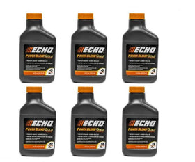 Echo 6450002 PK6 2-gallon bottle shows clear oil blend for easy pouring