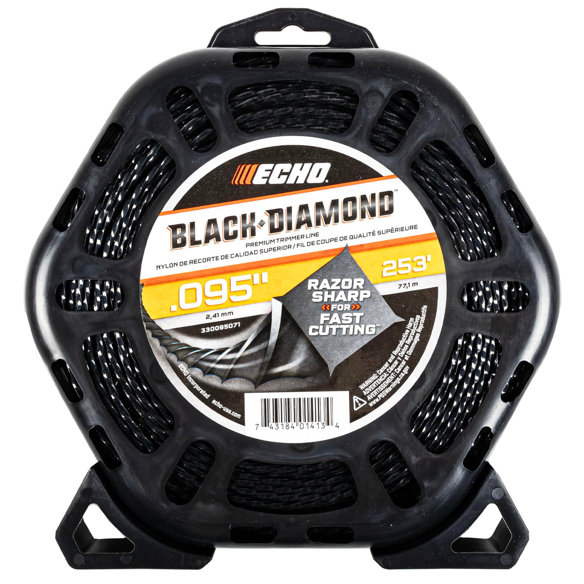 Echo Black Diamond donut trimmer line, 0.095 inch gauge, ready for efficient yard work.