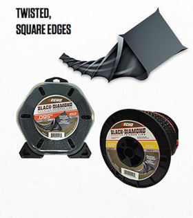 Echo Black Diamond four-cornered spiral edges deliver precise cuts through thick grass.