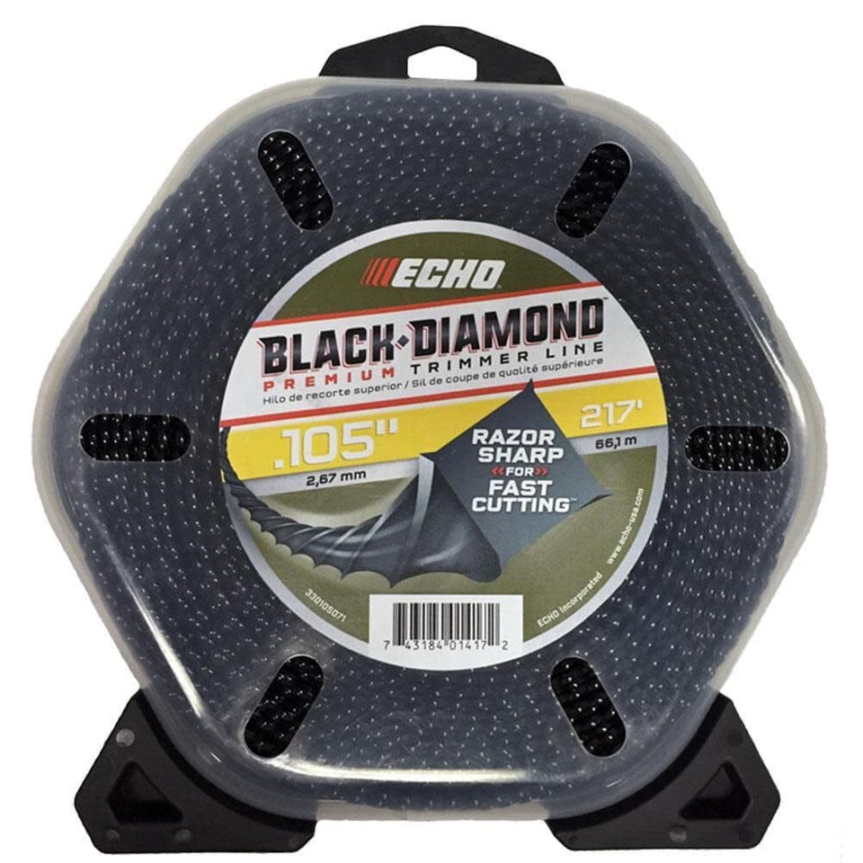 Echo Black Diamond spiral trimmer line provides durable wear resistance for extended edging tasks.