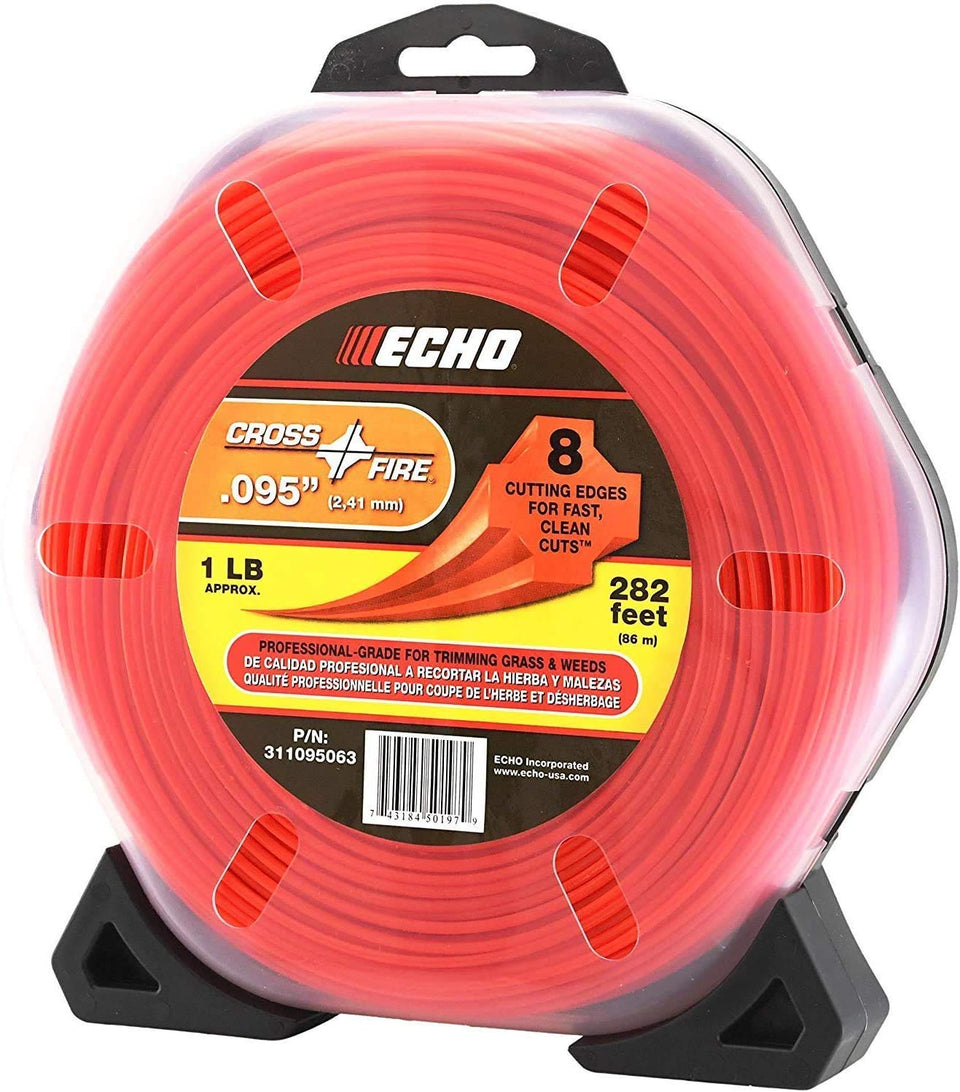 Echo Cross-Fire donut line, 0.095 inch, coiled for professional-grade trimming.