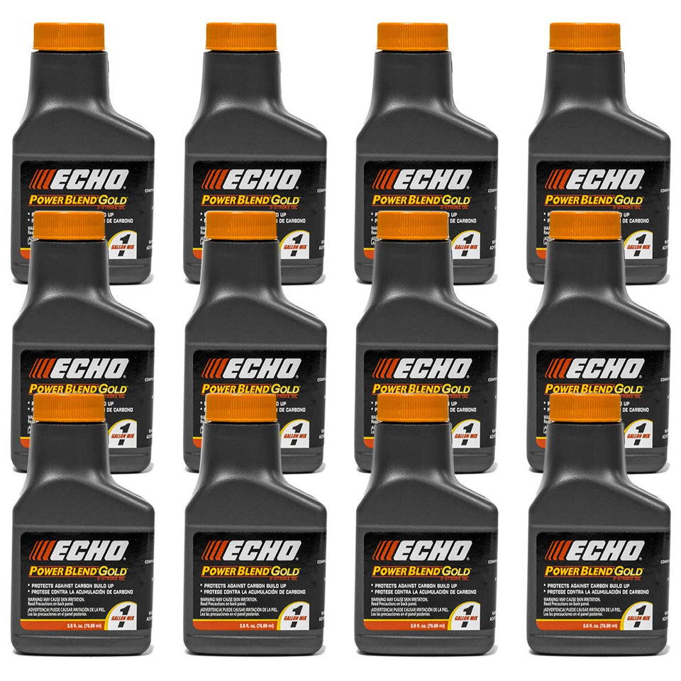 Echo Power Blend bottle pour demonstrates easy oil-to-fuel mix for Echo tools.