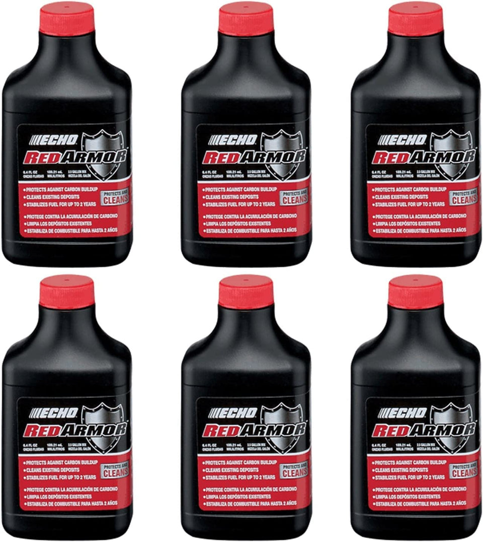 Echo Red Armor 6.4 oz bottle for reliable 50:1 mix with 2.5 gal fuel