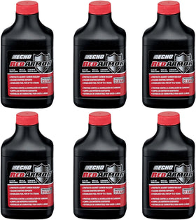 Echo Red Armor label close-up showing 50:1 ratio and fuel stabilizer