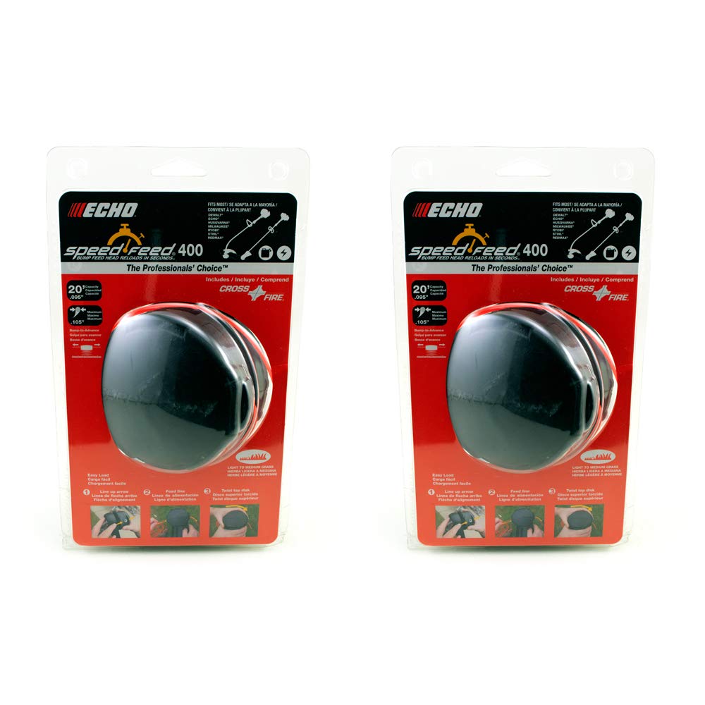 Echo Speed-Feed 400 trimmer head pack of 2 close-up shows durable construction.