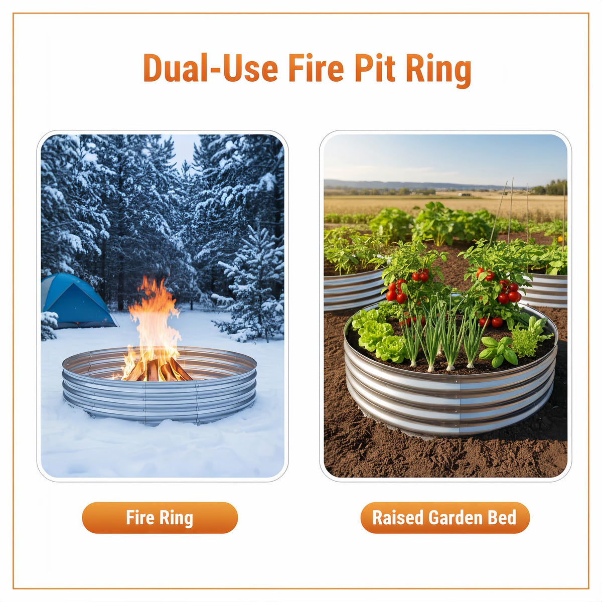 Eclaron fire pit ring assembled side view highlighting sturdy setup for outdoors