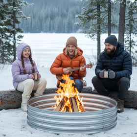 Close-up of Eclaron fire pit ring heavy-duty steel construction