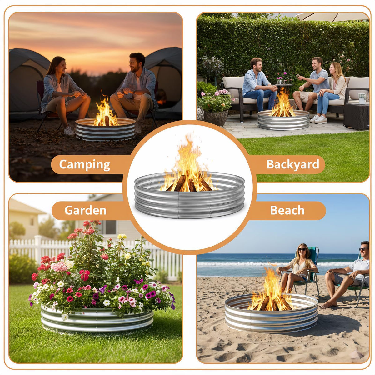 Safety containment with Eclaron fire pit ring keeping embers in place