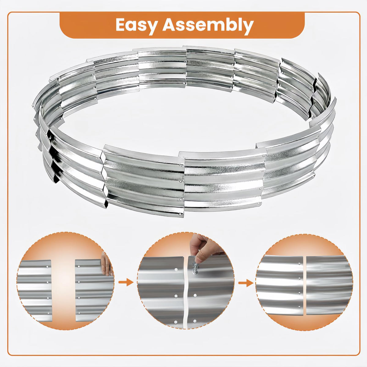 Silver finish of Eclaron fire pit ring adds modern style to outdoor space