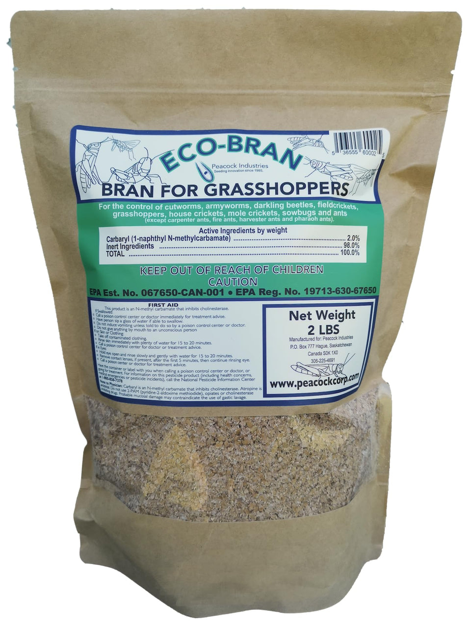 Eco-Bran broad spectrum bait bottle front showing ready-to-use packaging for easy setup in lawns.