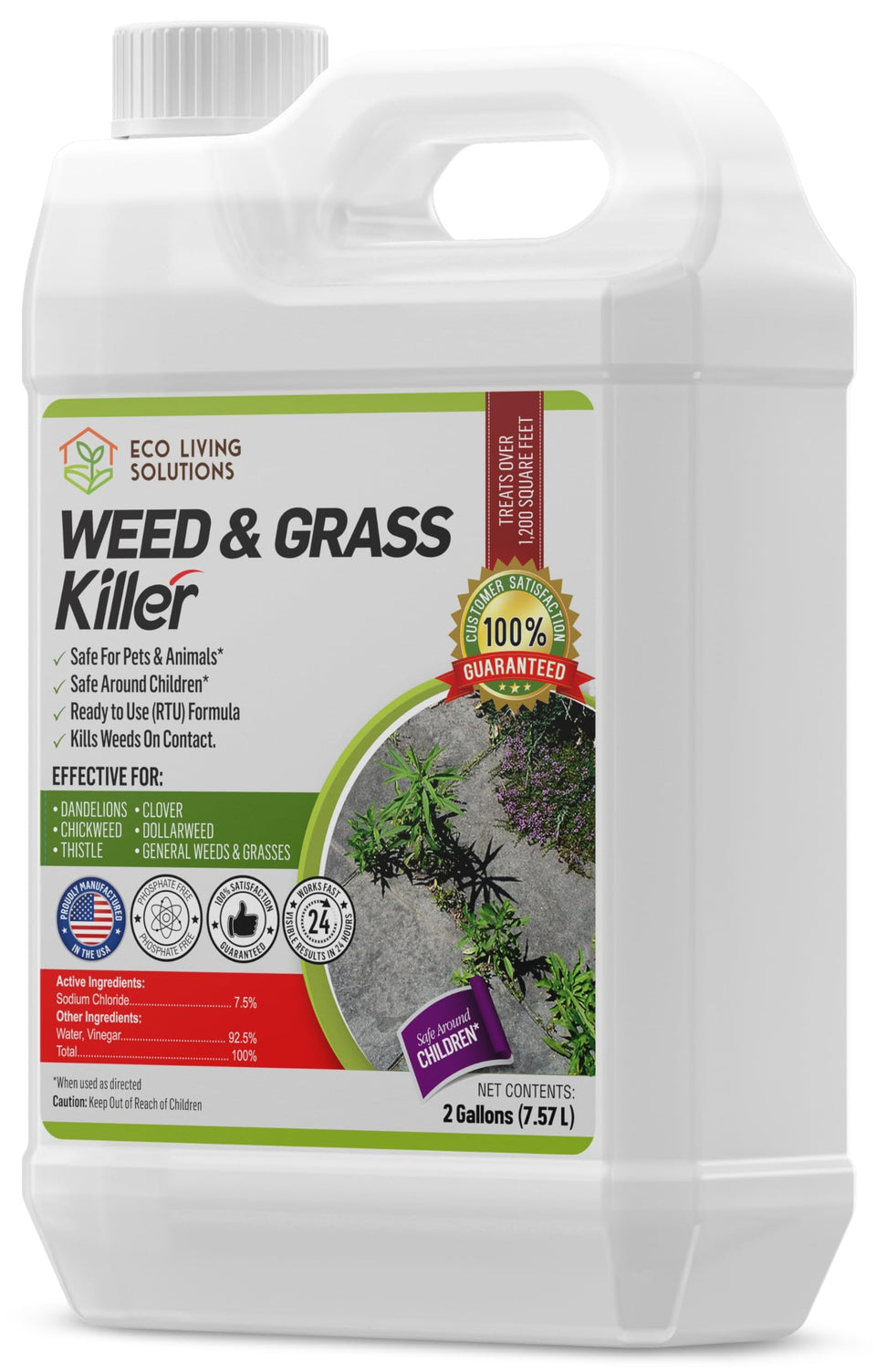 Eco Garden Pro Professional weed killer bottle ready for use, promoting quick weed control