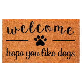 Eco Living coir doormat with Hope You Like Dogs print for durable indoor/outdoor entryway