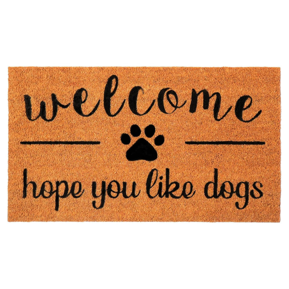 Eco Living coir doormat with Hope You Like Dogs print for durable indoor/outdoor entryway
