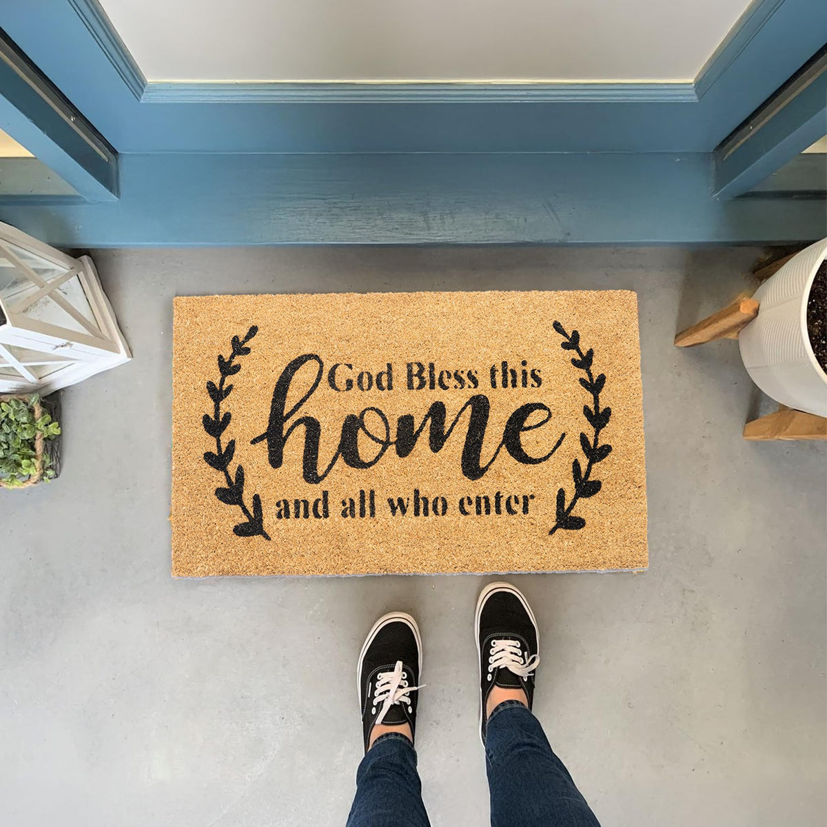 Eco Living doormat with non-slip PVC backing for stable placement on floors.