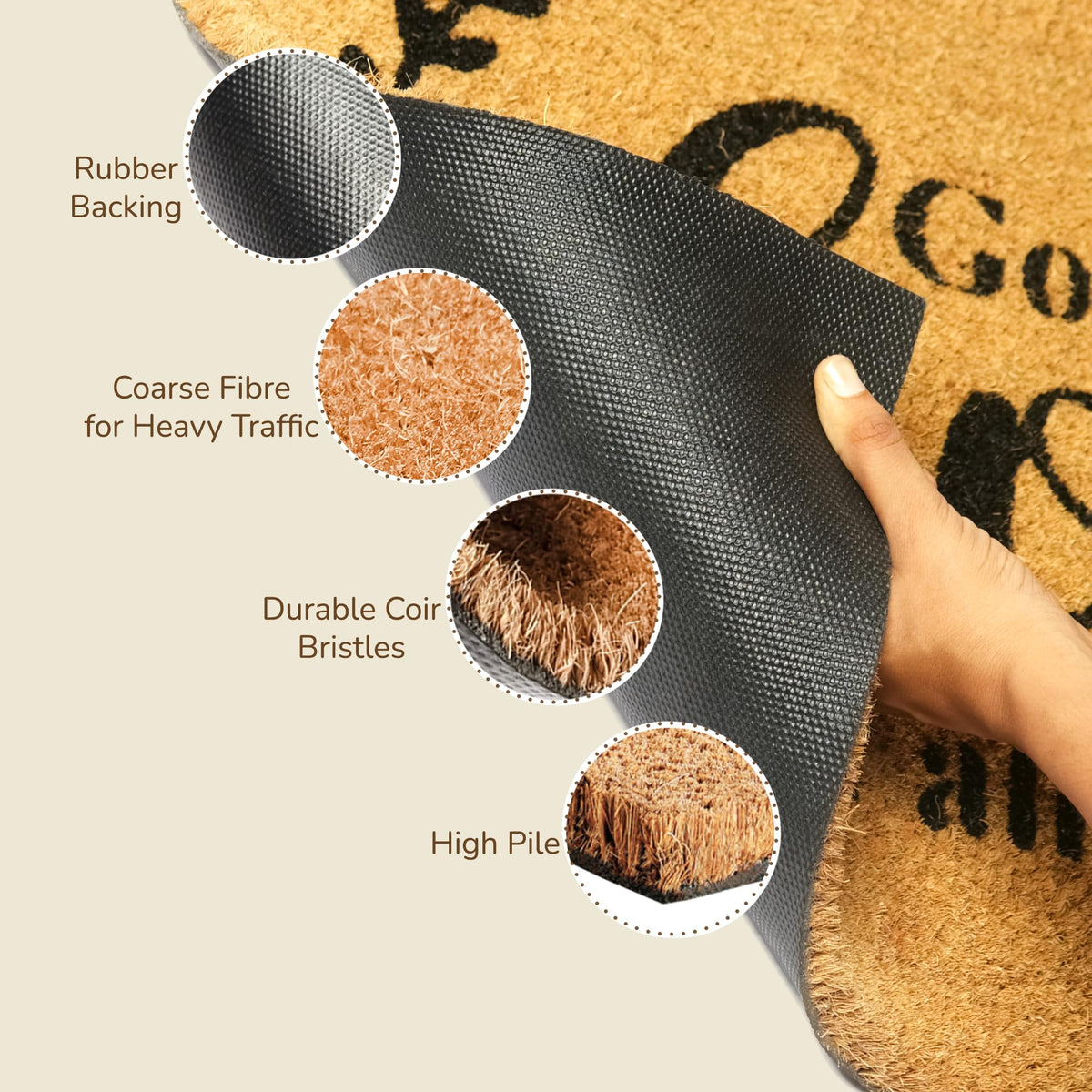 Eco Living easy-clean coir mat designed for shake out or vacuum maintenance.