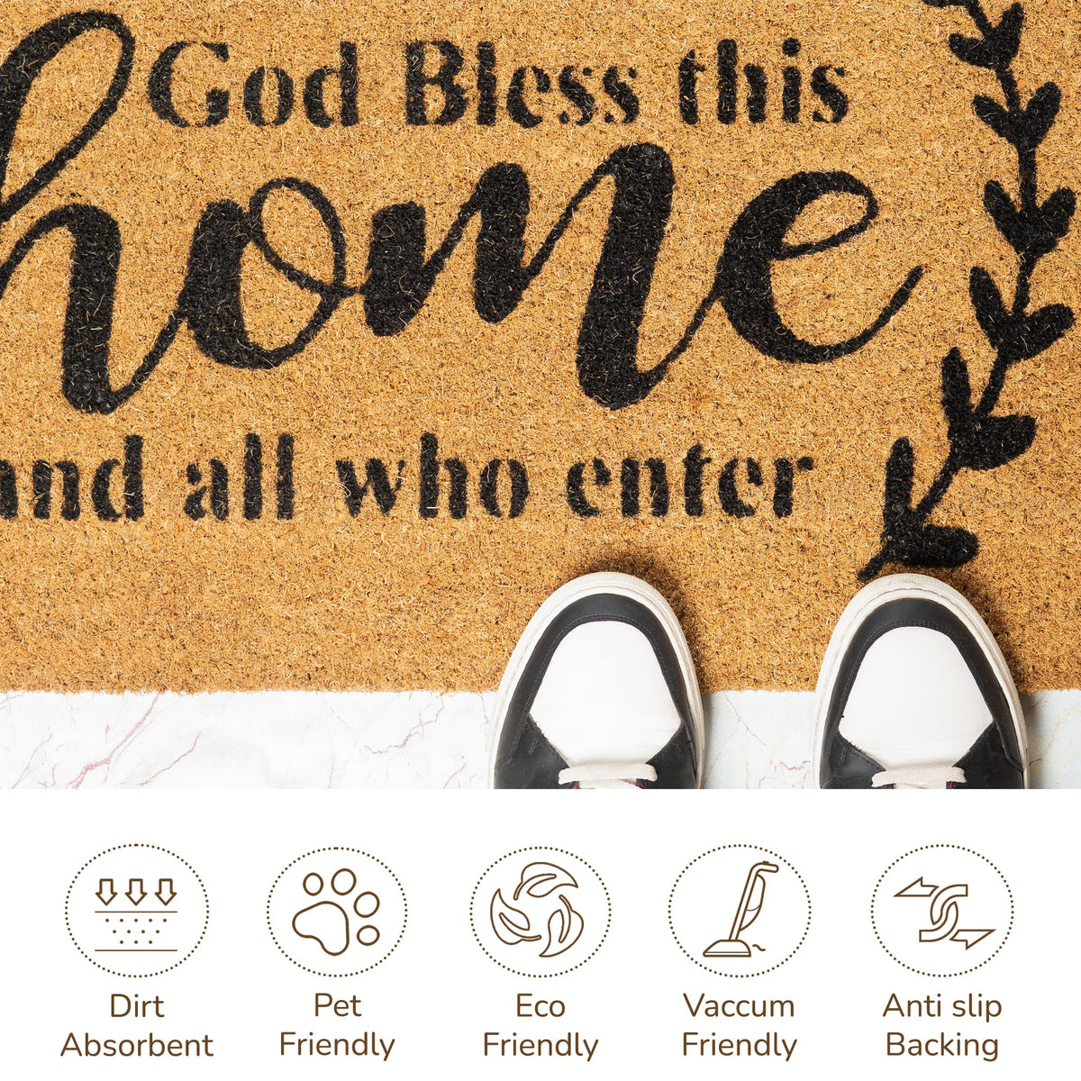 Eco Living entryway mat ideal for indoor and outdoor use at doors and patios.