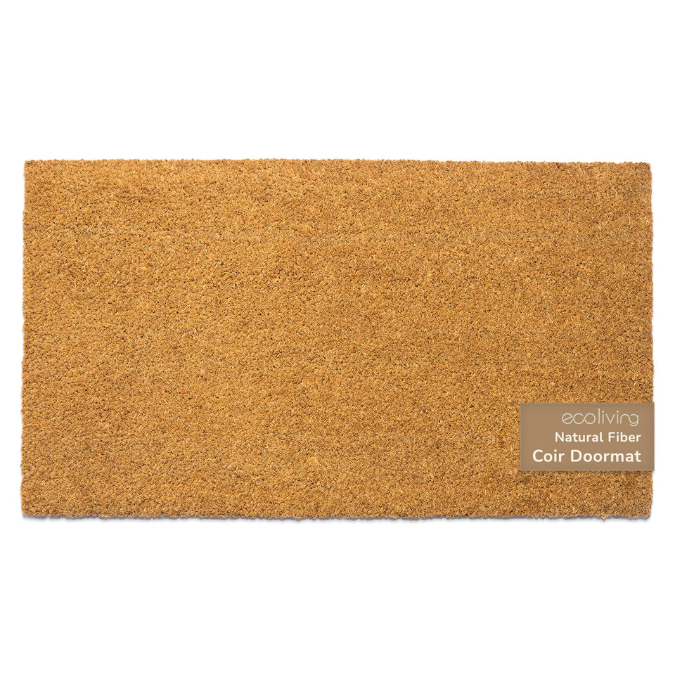 Eco Living welcome doormat in natural coir with non-slip backing for a durable entryway.