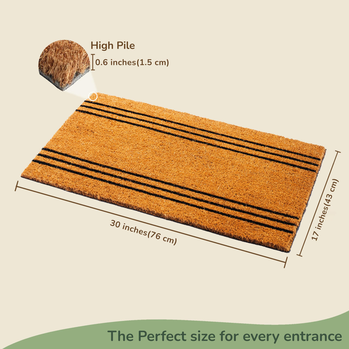 Eco Living Welcome Doormat with non-slip backing keeps the mat in place