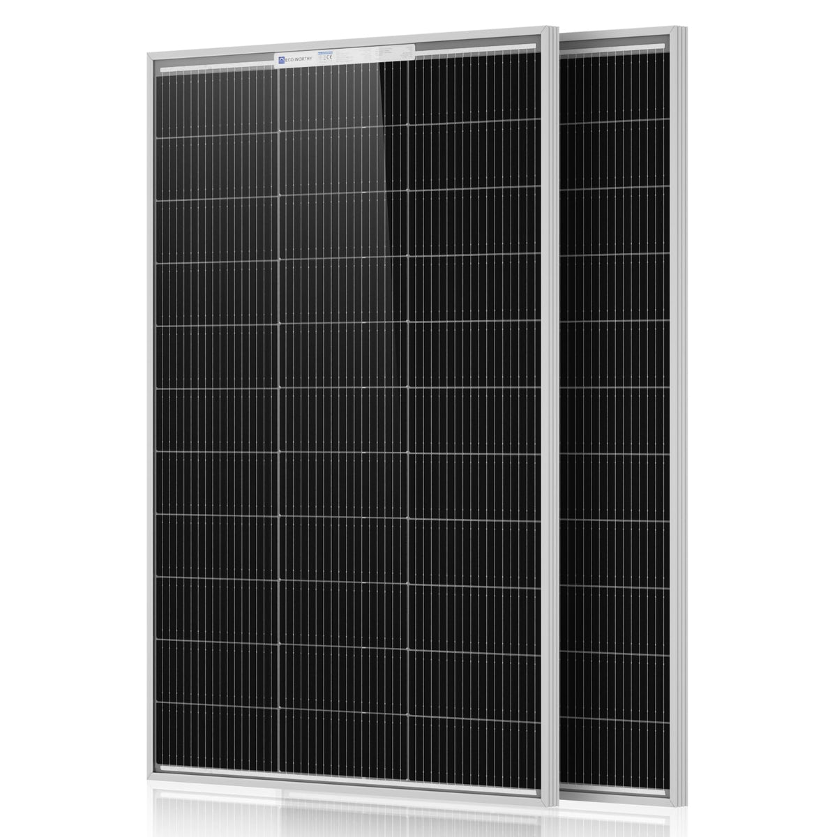 ECO-WORTHY 100W panel front view showing compact design for RV roofs and boats.