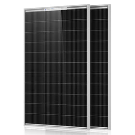 ECO-WORTHY 100W panel front view showing compact design for RV roofs and boats.