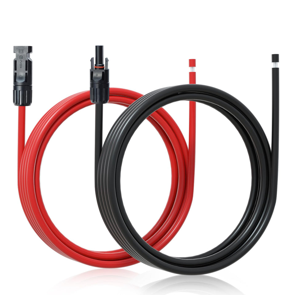 Eco-Worthy 10ft solar extension cable with red and black leads for quick polarity identification