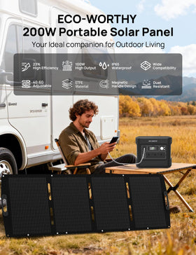 ECO-WORTHY 200W panel kickstand setup enables quick angling for optimal sun exposure.
