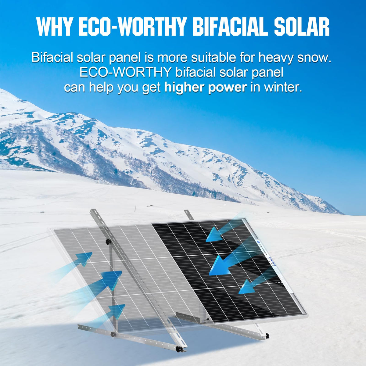 Eco-Worthy bifacial panel junction box is prewired for quick setup.