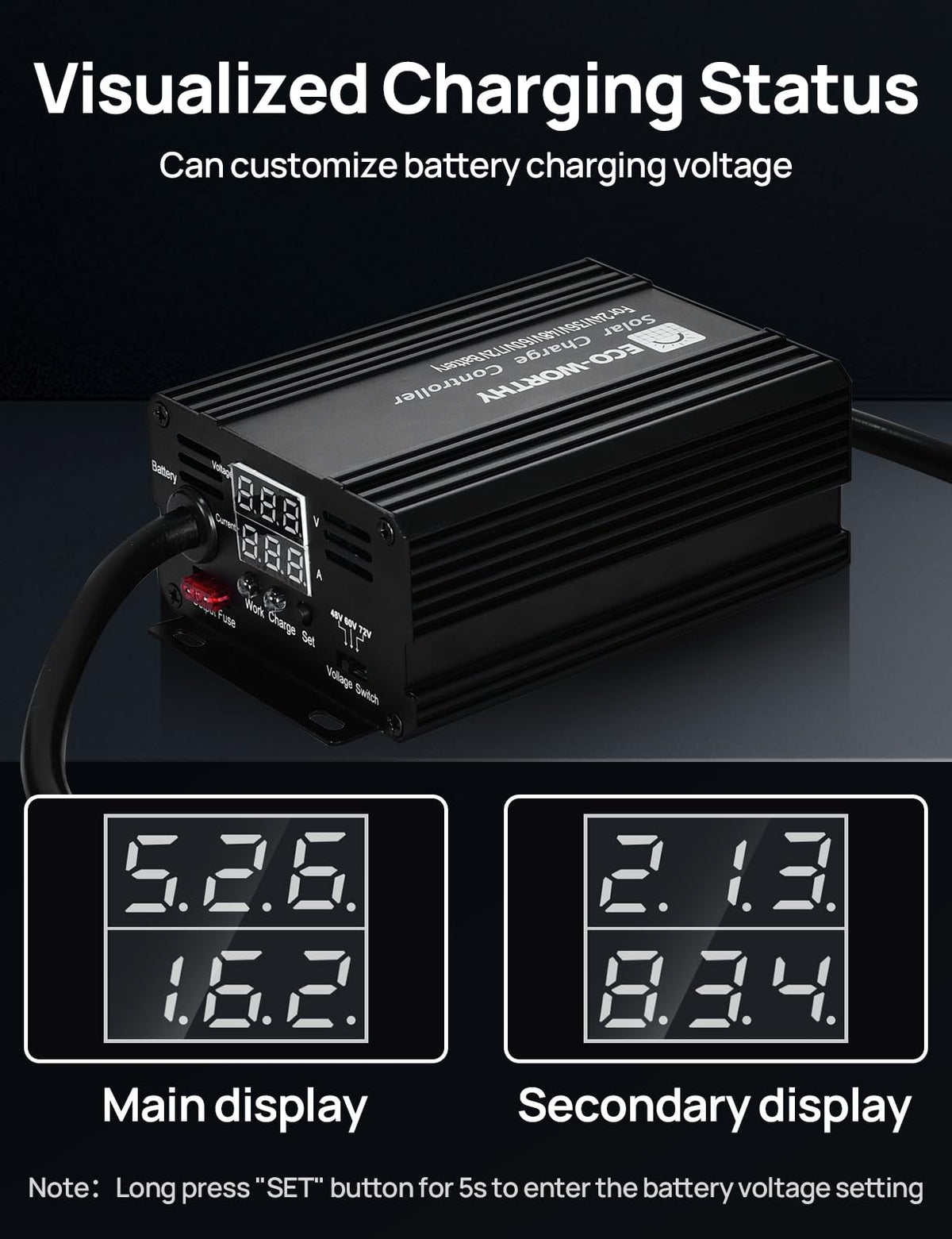 ECO-WORTHY protection features indicate overcharge safety during operation.