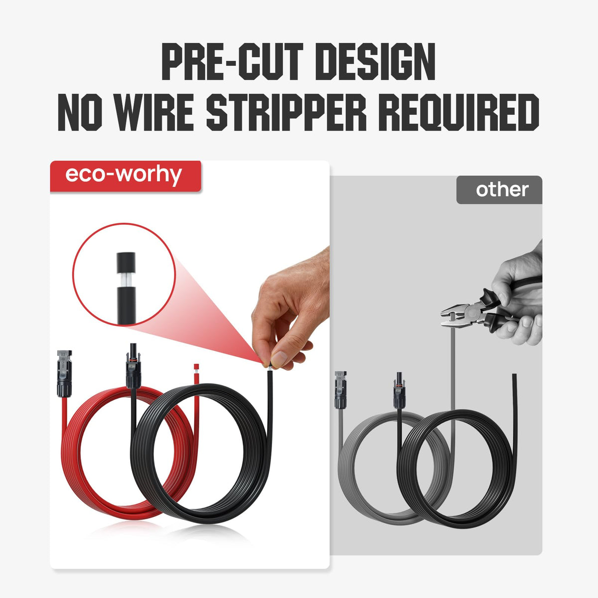 ECO-WORTHY IP67 waterproof solar cable suitable for rain and snow environments