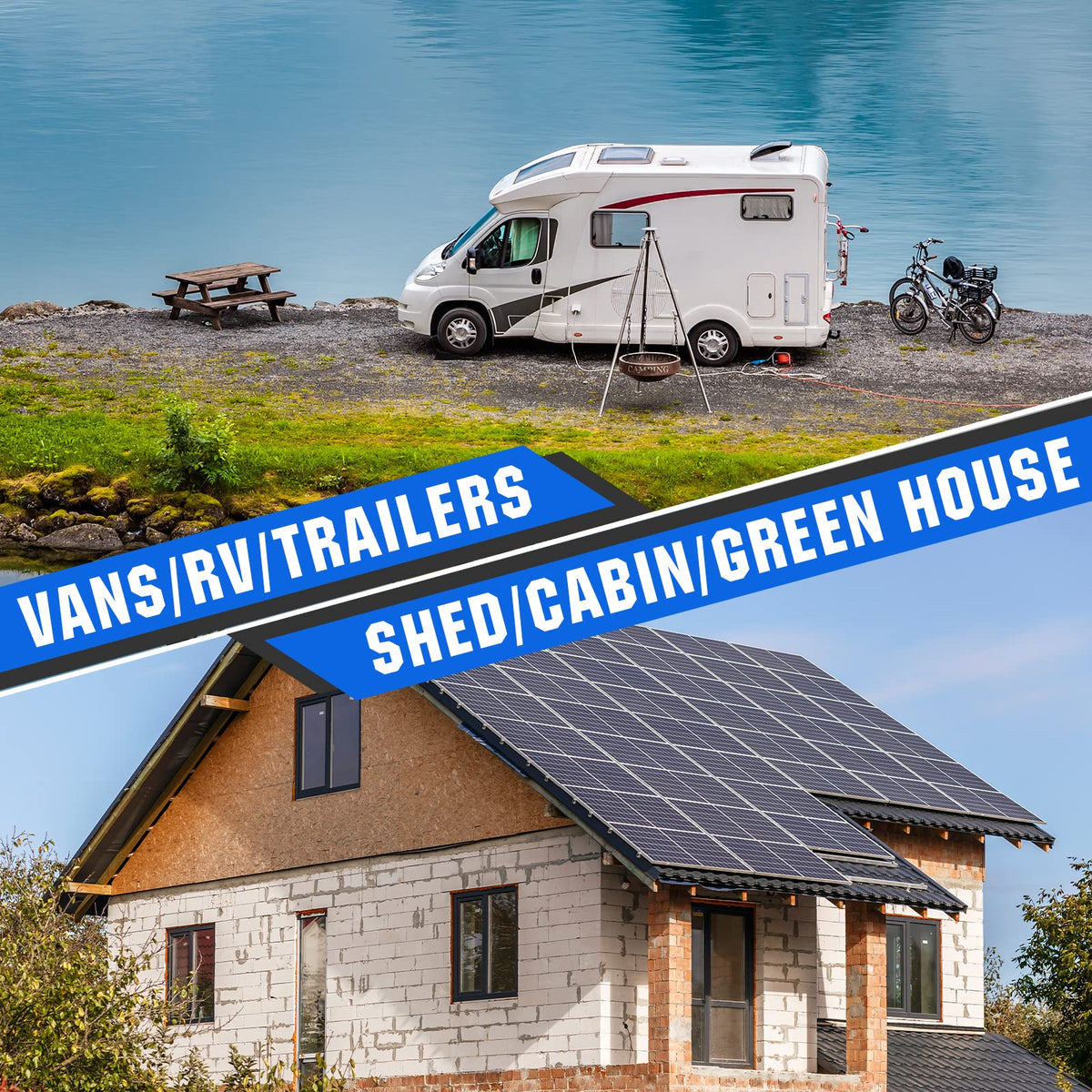 Eco-Worthy off-grid installation scene powering an RV setup.