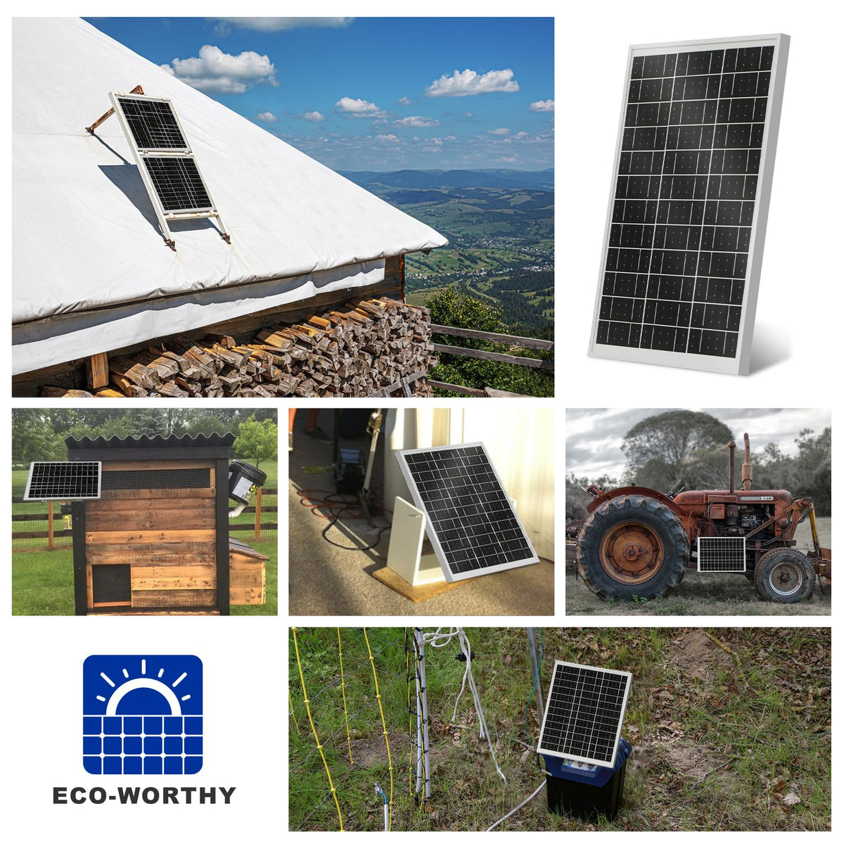 Eco-Worthy solar panel delivers up to 100Wh per day in good sun.