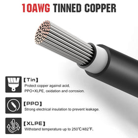 Eco-Worthy 10AWG tinned copper core ready for high-current DC solar connections