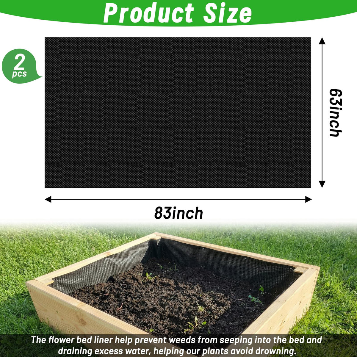 EcoBrisa non-woven fabric liner — two-piece, cuttable to fit various planter sizes