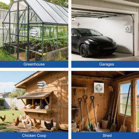 ecoCalm 6-inch exhaust fan delivering 120 CFM airflow for coops and sheds
